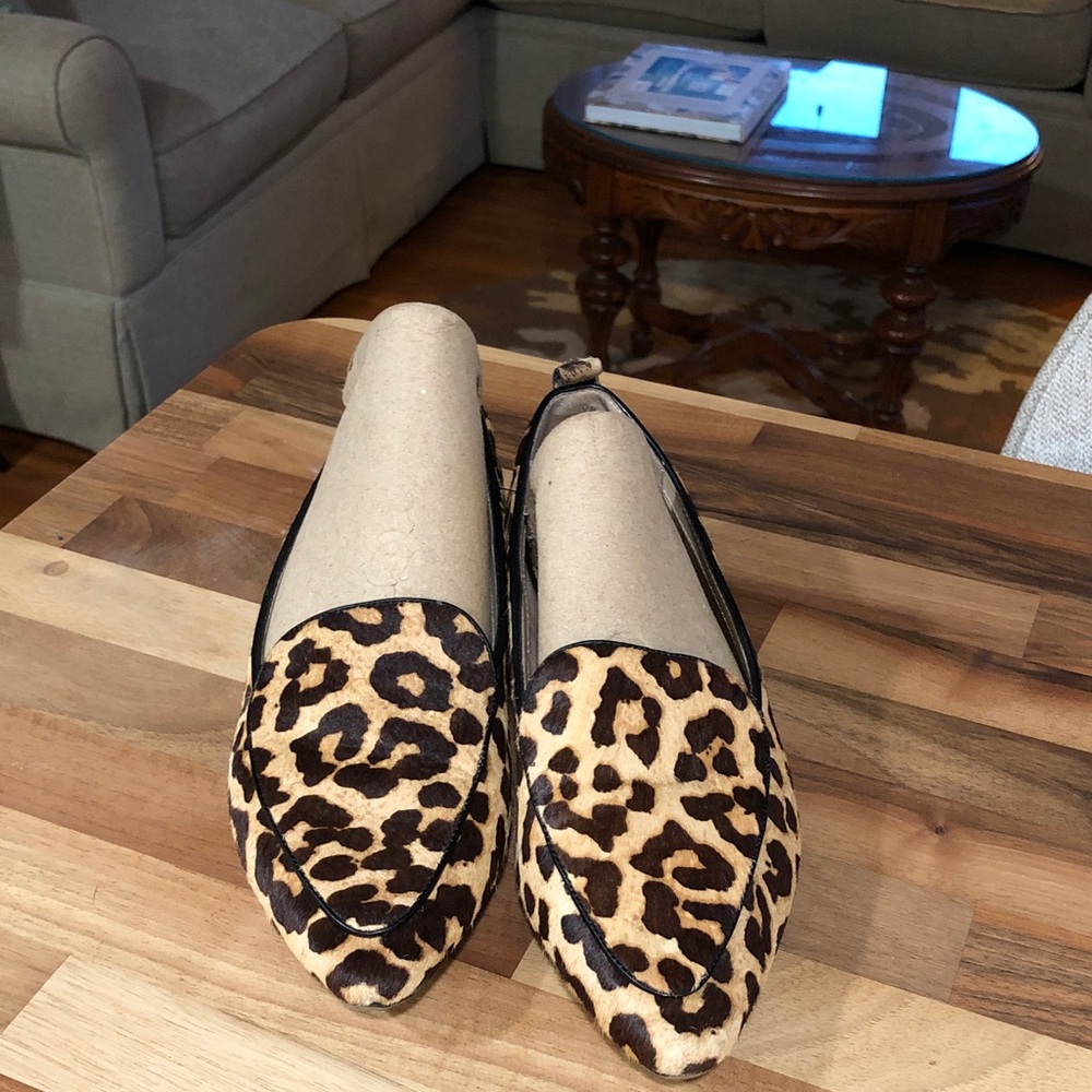 Franco Sarto Leopard Print Pointed Toe Flats - Brown/Black